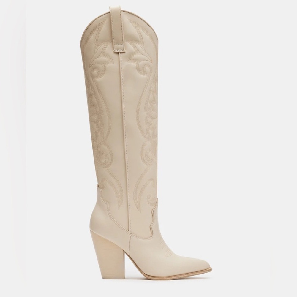 STEVE MADDEN Lasso Bone Leather Cowboy Boots